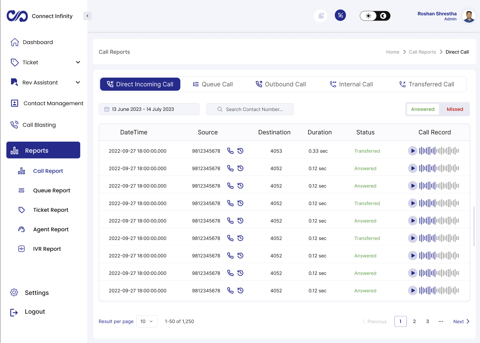 Connect Infinity - Reports