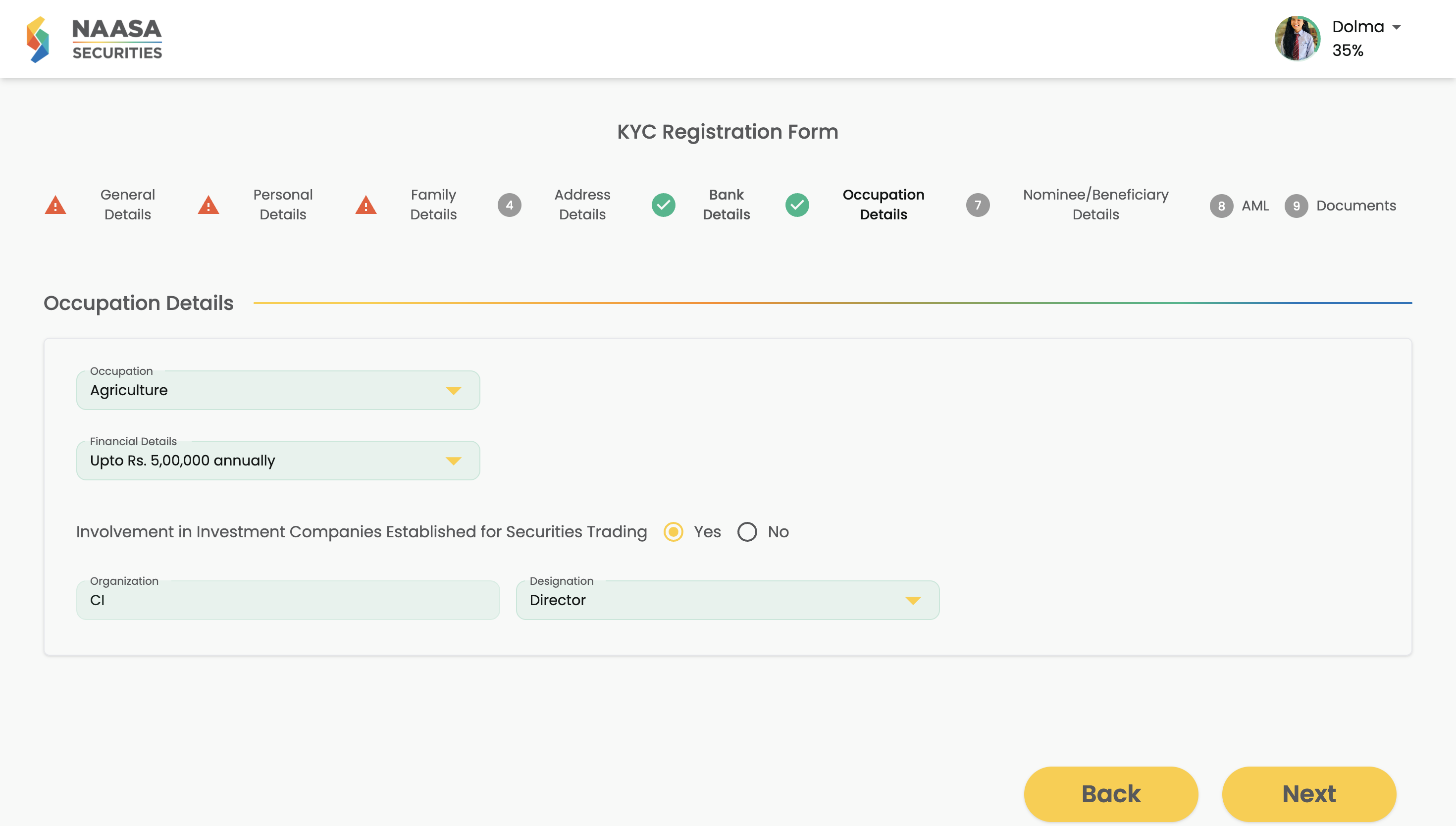 Naasa KYC - Nominee