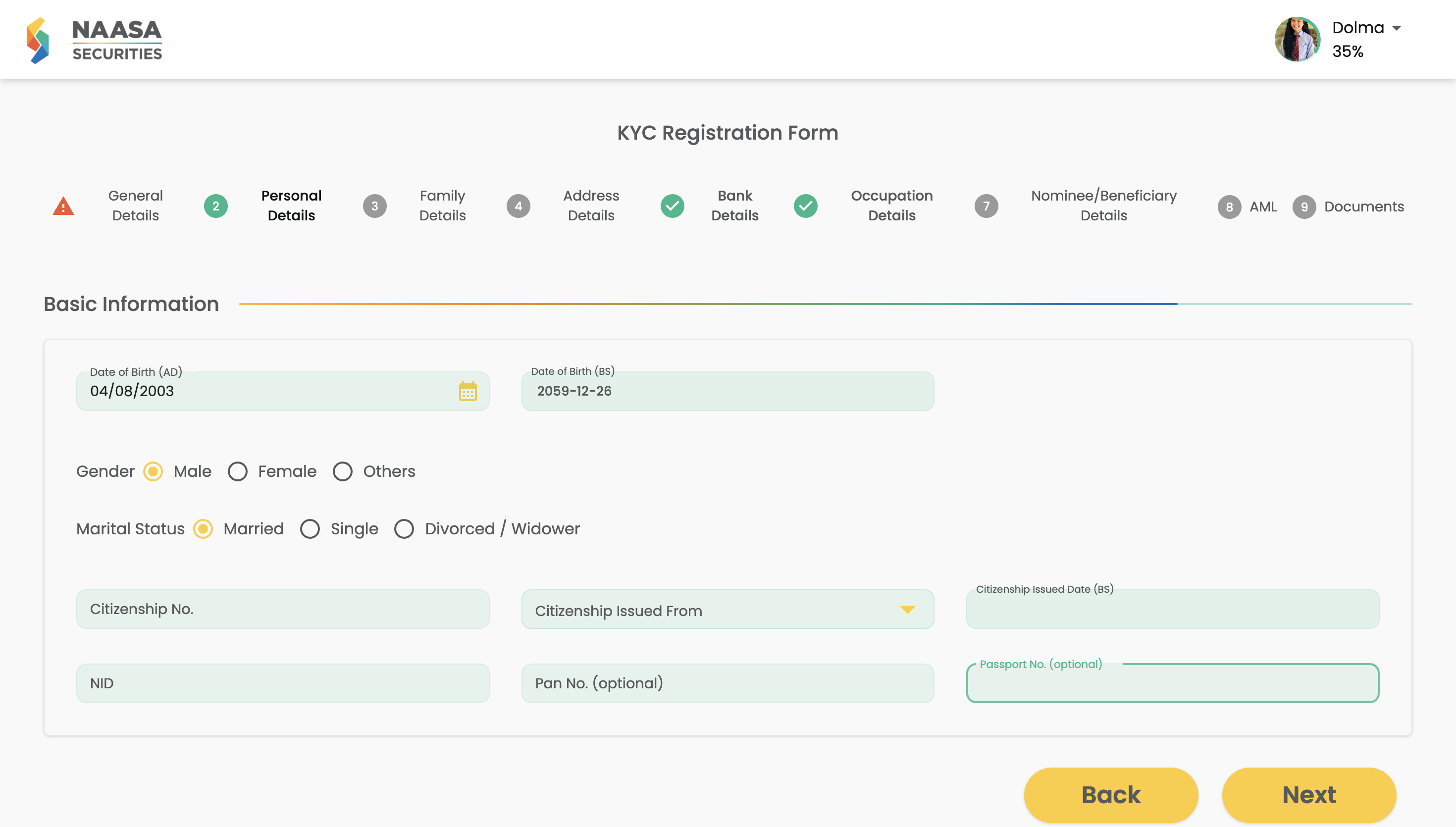 Naasa KYC - Personal