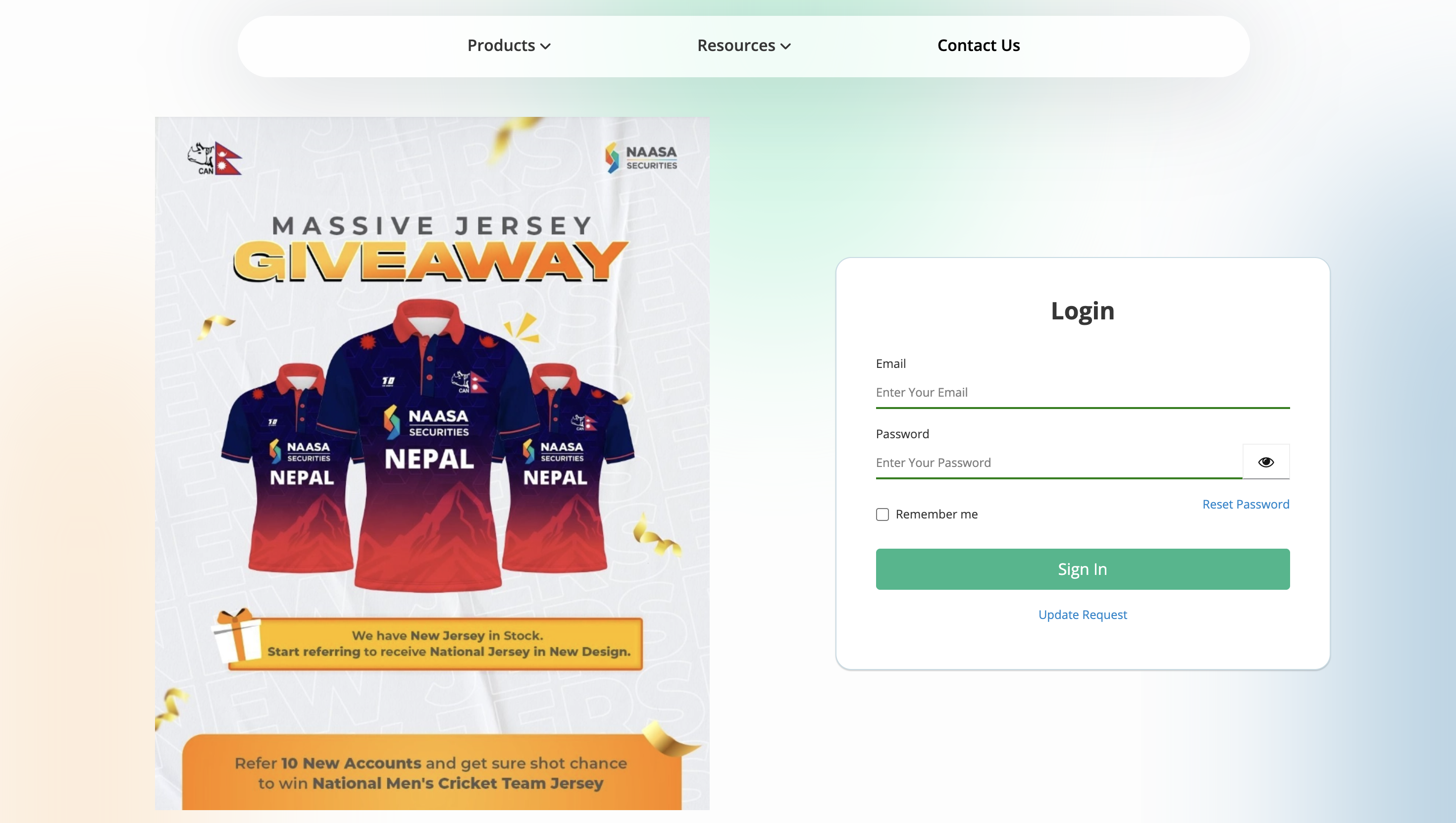 NaasaX Web App - Login