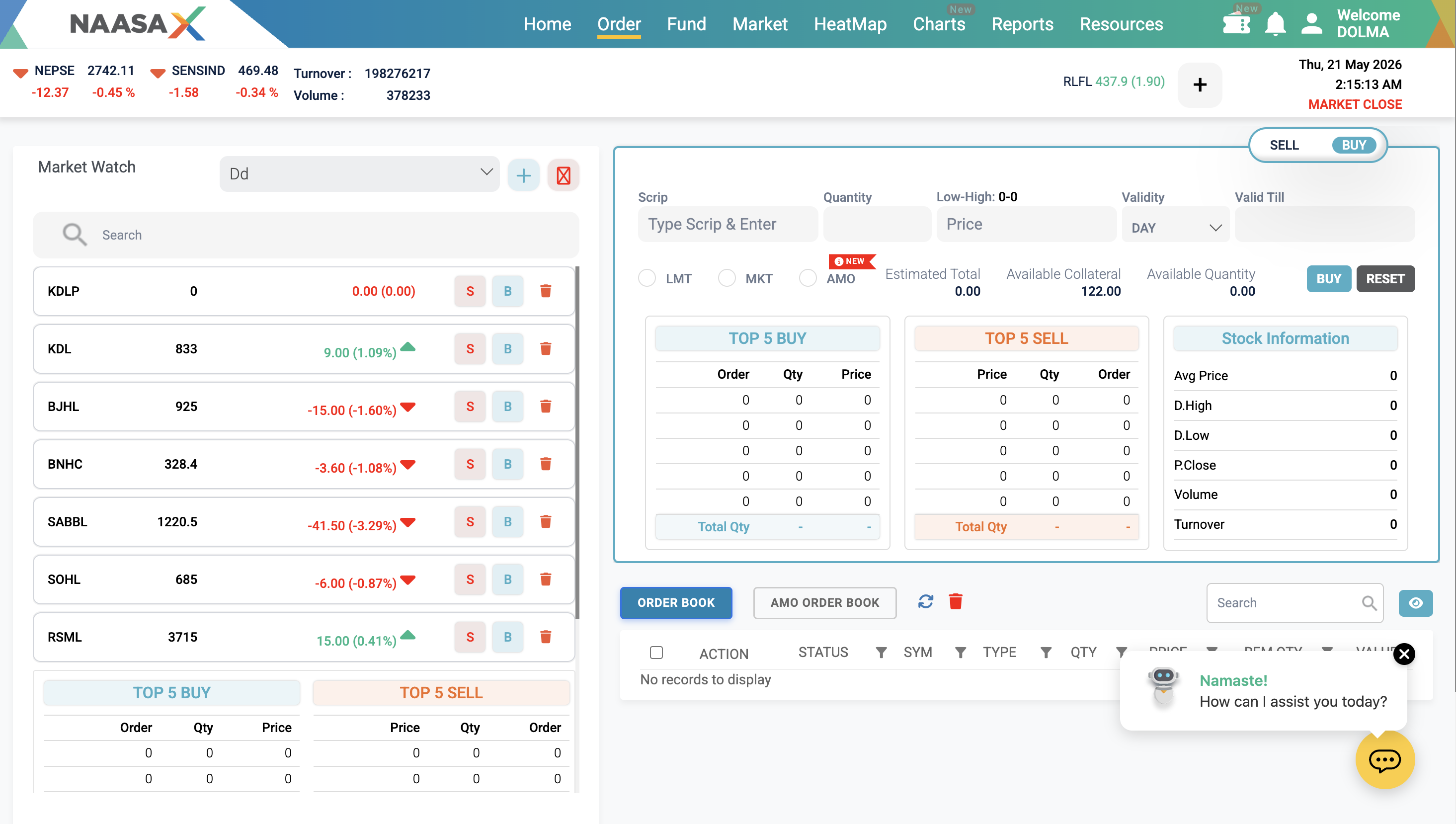 NaasaX Web App - Order