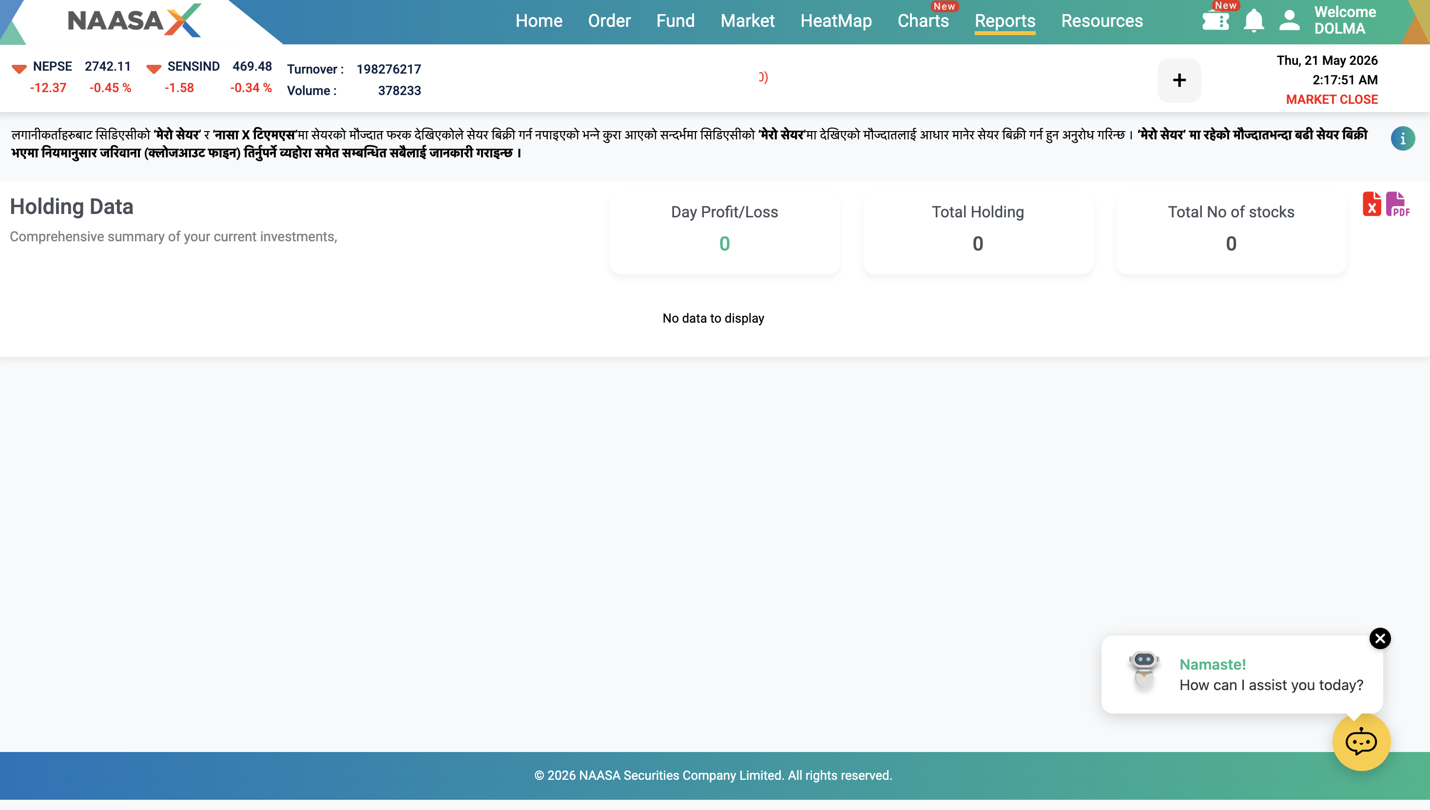 NaasaX Web App - Report