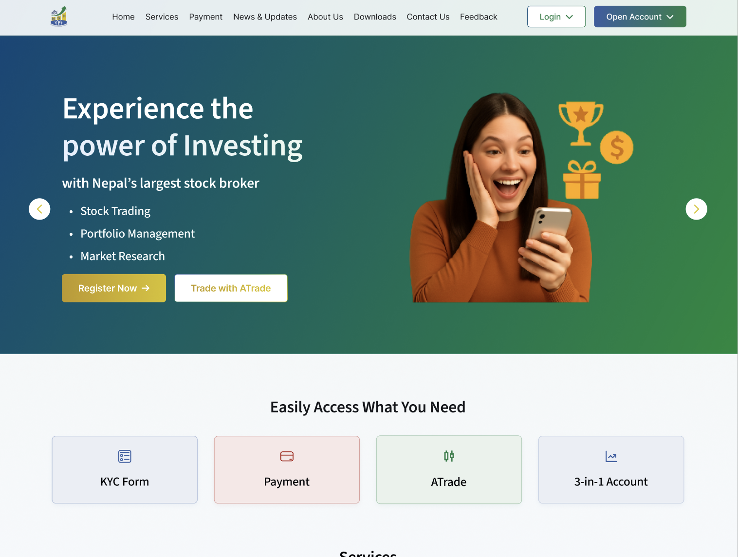 Nepal Stock House Website - Hero