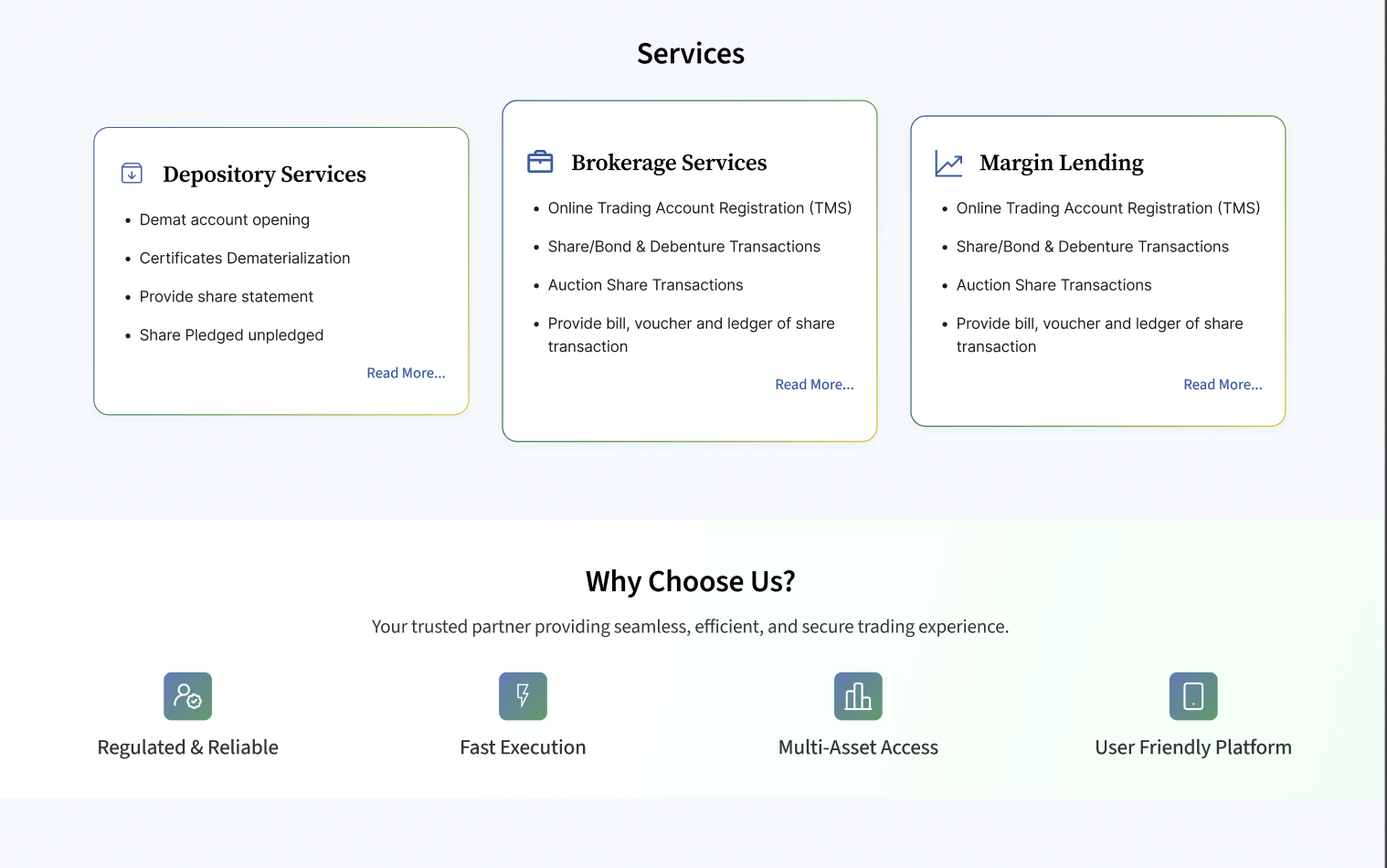 Nepal Stock House Website - Services