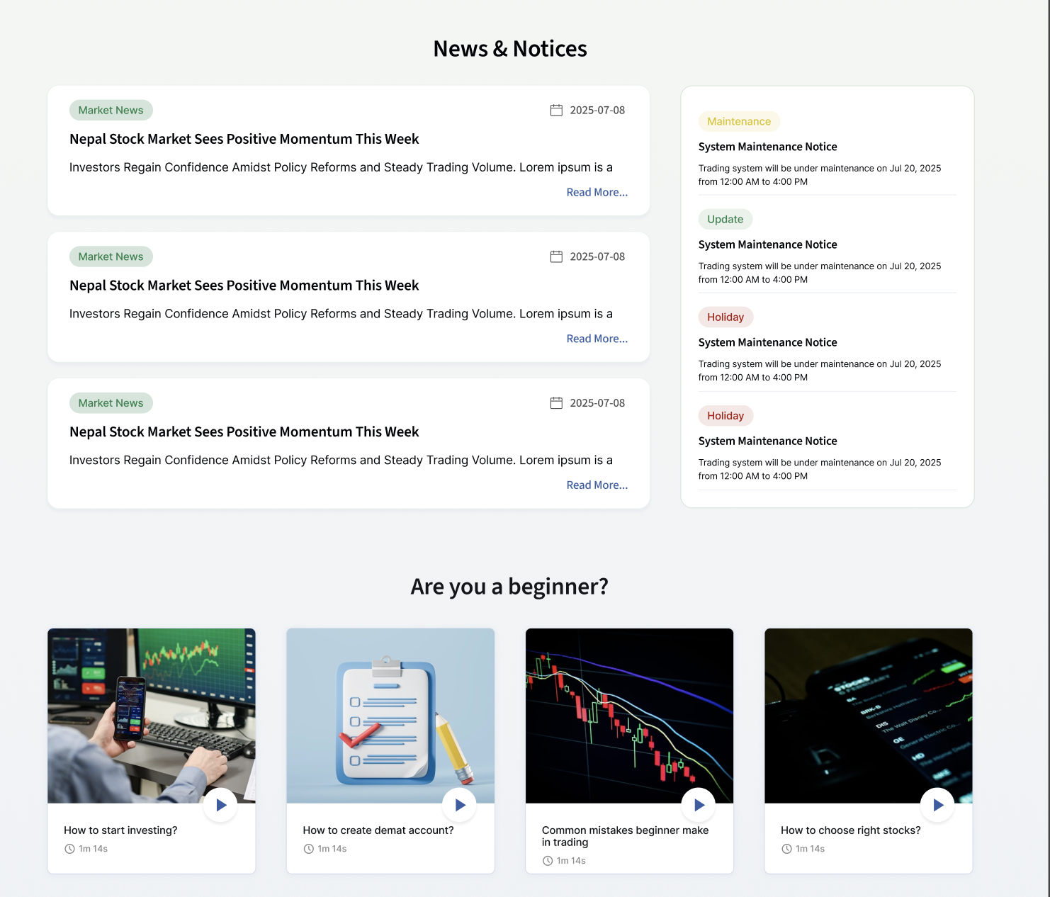 Nepal Stock House Website - Market Summary