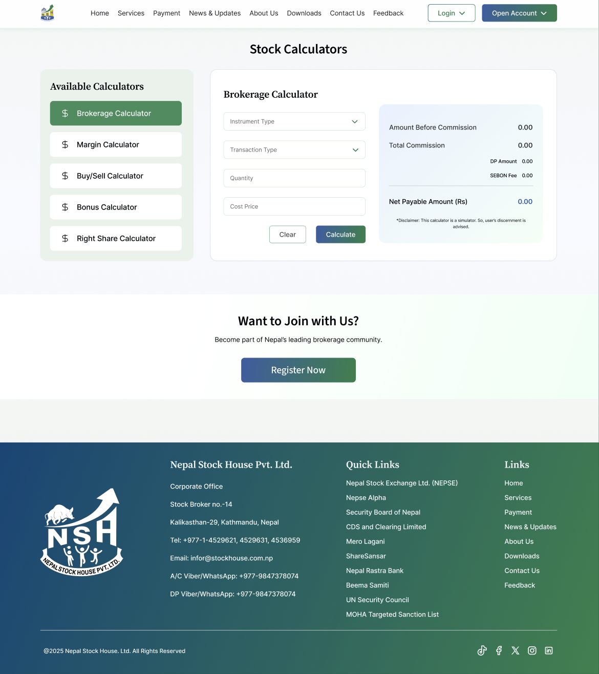 Nepal Stock House Website - Supporting View